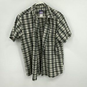 Patagonia Green Plaid Snap Button Down Shirt Large